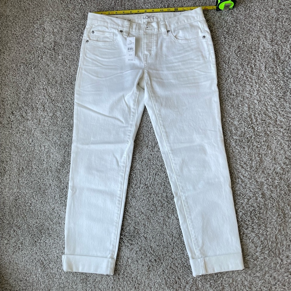 NWT LOFT white boyfriend jeans 0/25